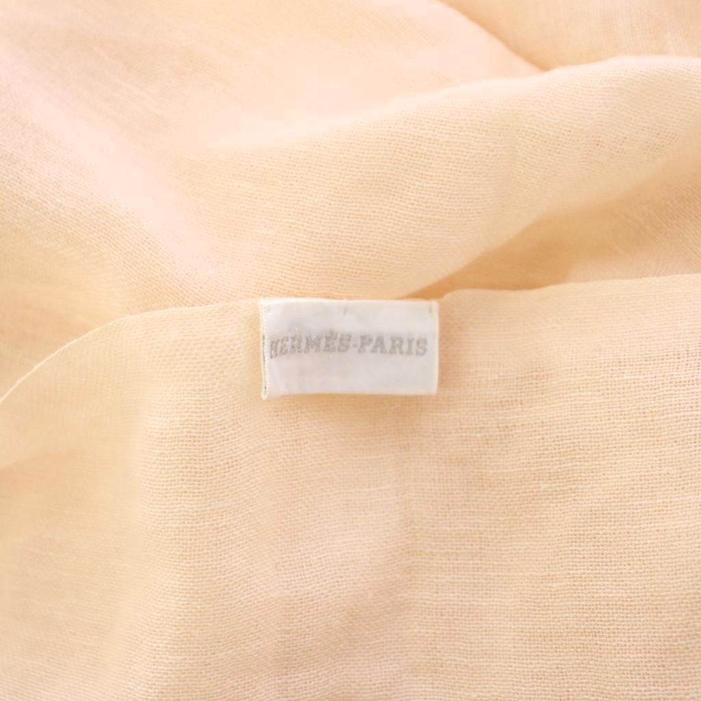 Hermes Shawl Scarf Cashmere Linen Pink Beige — view 4