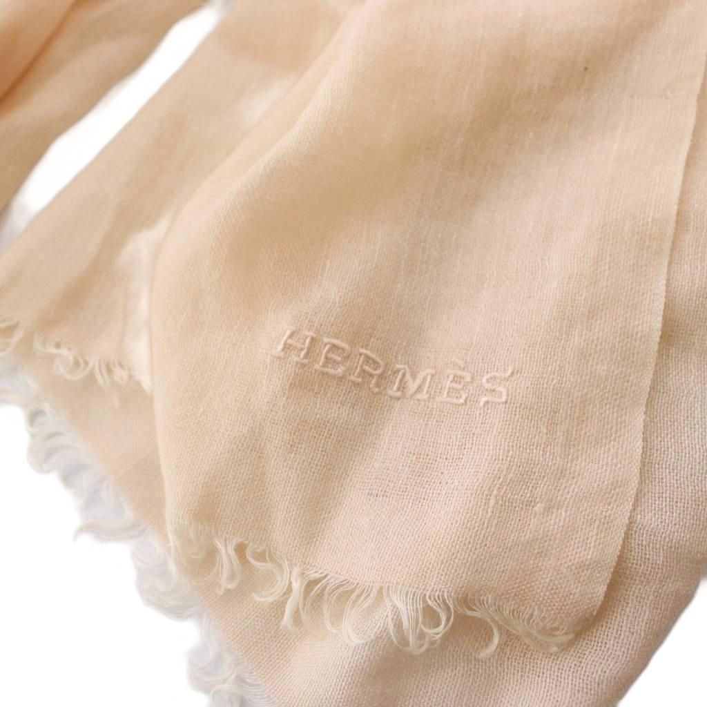 Hermes Shawl Scarf Cashmere Linen Pink Beige — view 2