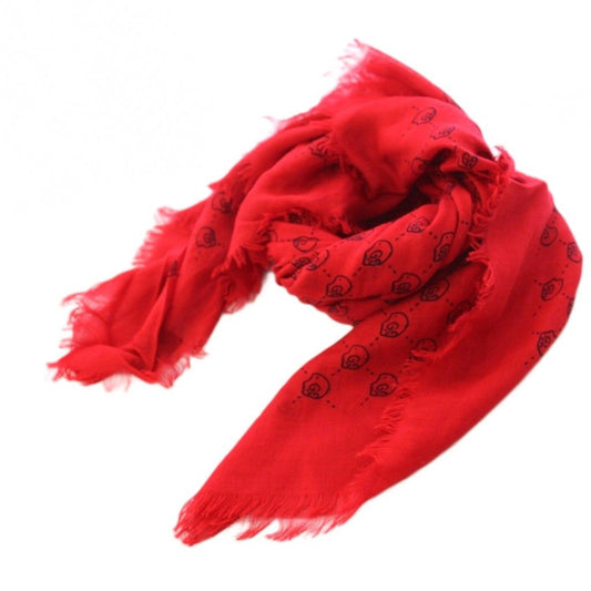 Gucci Shawl GG Skull Ghost Silk Blend 140 Red All Over Print Scarf