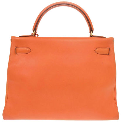 Hermes Kelly 32 Retourne Voga River Orange Gold Handbag — view 3