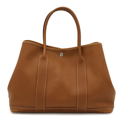 Hermes Garden Party PM Tote Bag Negonda Leather Brown Silver