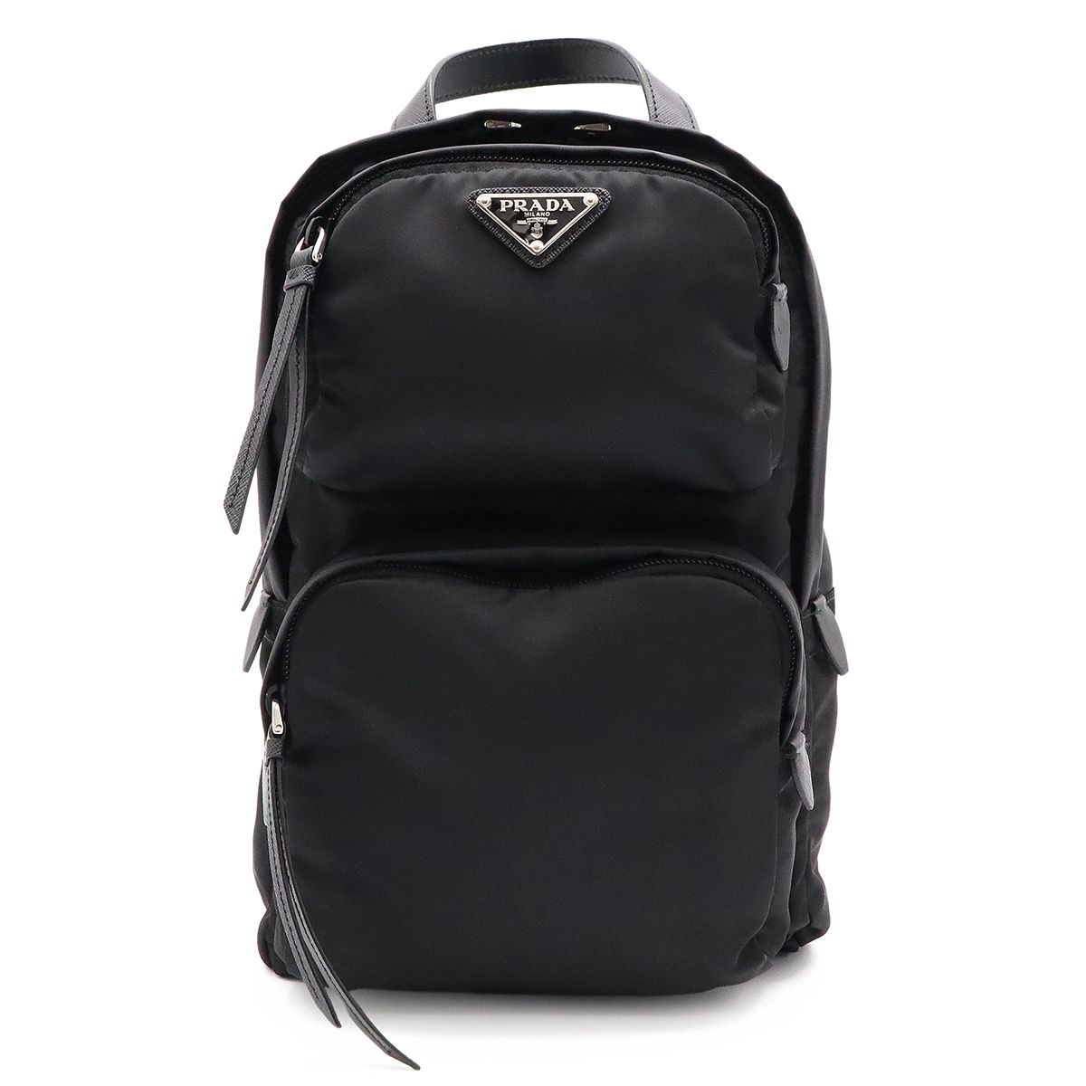 Prada Triangle Logo Belt Bag Crossbody Nylon Leather Nero Black