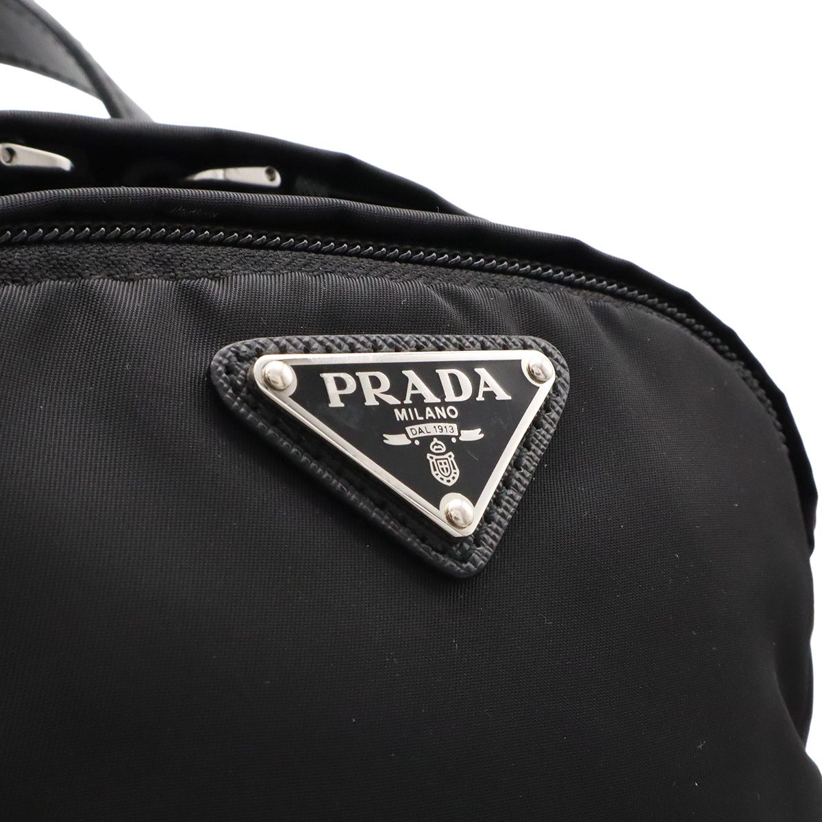 Prada Triangle Logo Belt Bag Crossbody Nylon Leather Nero Black — view 6