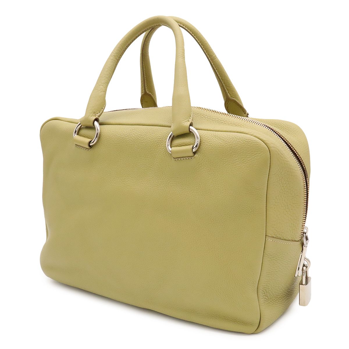 Prada Mini Boston Bag Leather Light Green Yellow Gold — view 2