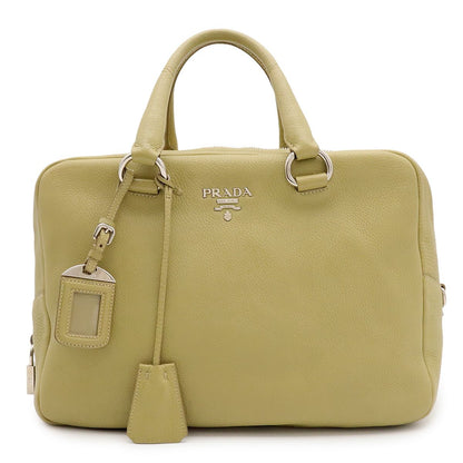 Prada Mini Boston Bag Leather Light Green Yellow Gold