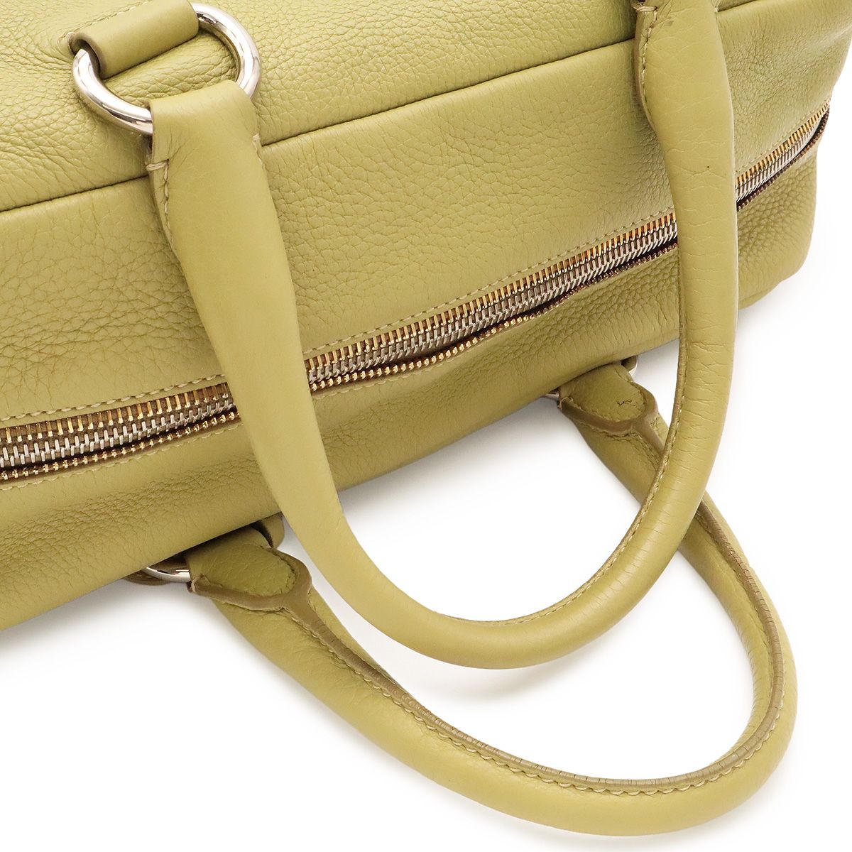 Prada Mini Boston Bag Leather Light Green Yellow Gold — view 4
