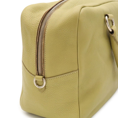 Prada Mini Boston Bag Leather Light Green Yellow Gold — view 6