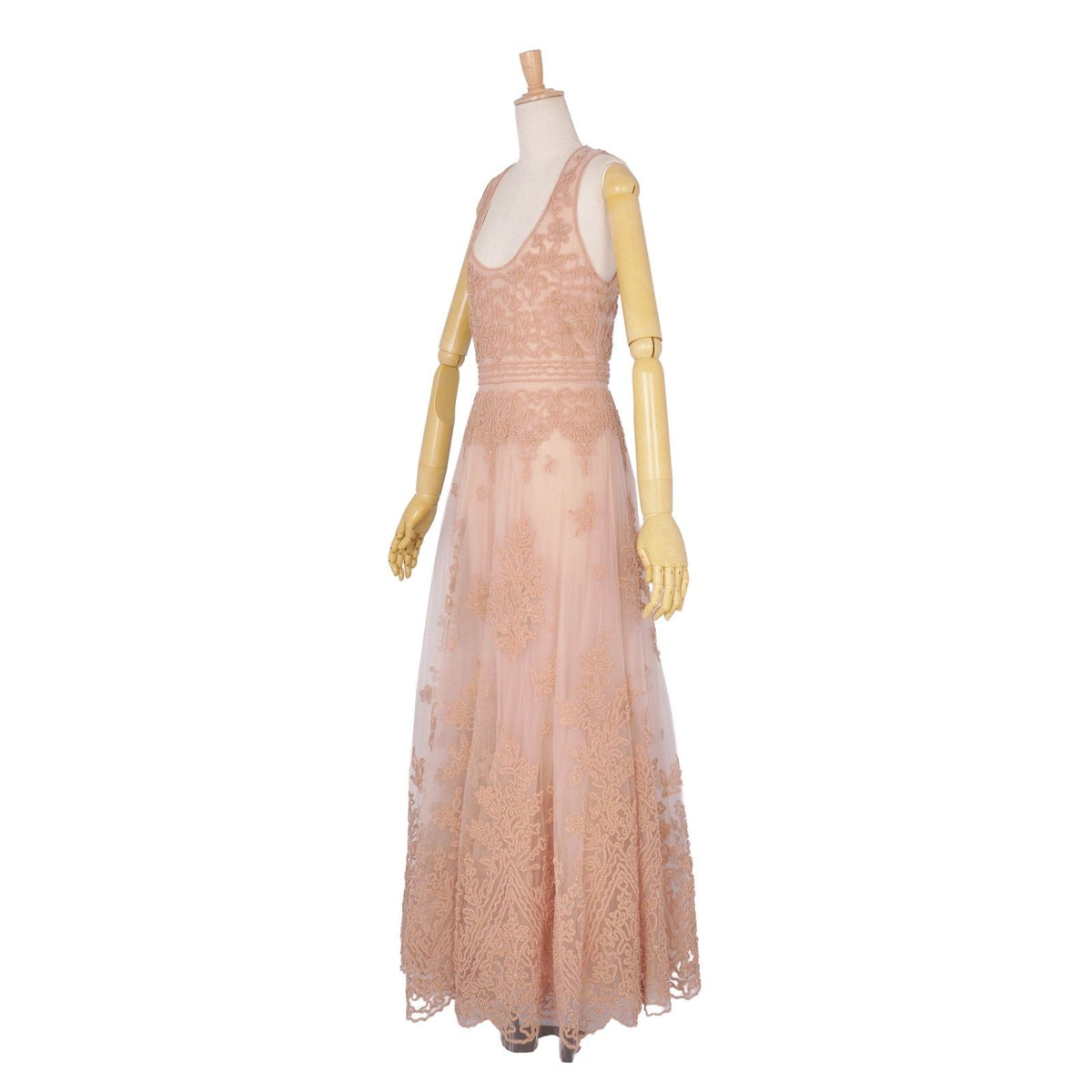 Dior Dress Sleeveless Sheer Tulle Embroidery Beaded Top Nylon Beige US 6 — view 4