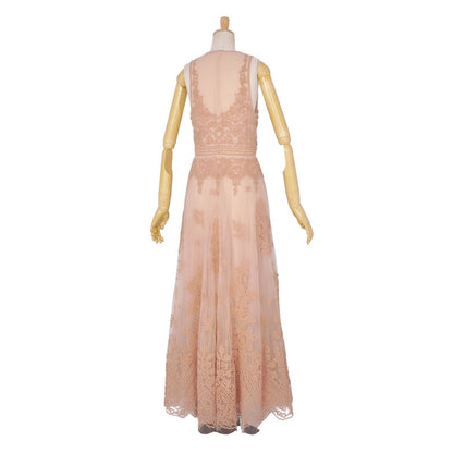 Dior Dress Sleeveless Sheer Tulle Embroidery Beaded Top Nylon Beige US 6 — view 5