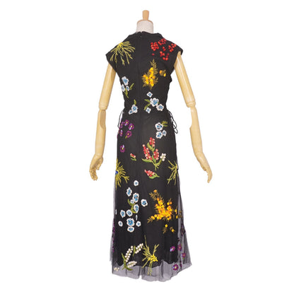 Dior Dress Sleeveless Sheer Tulle Embroidery Top Nylon Black US 4 — view 5