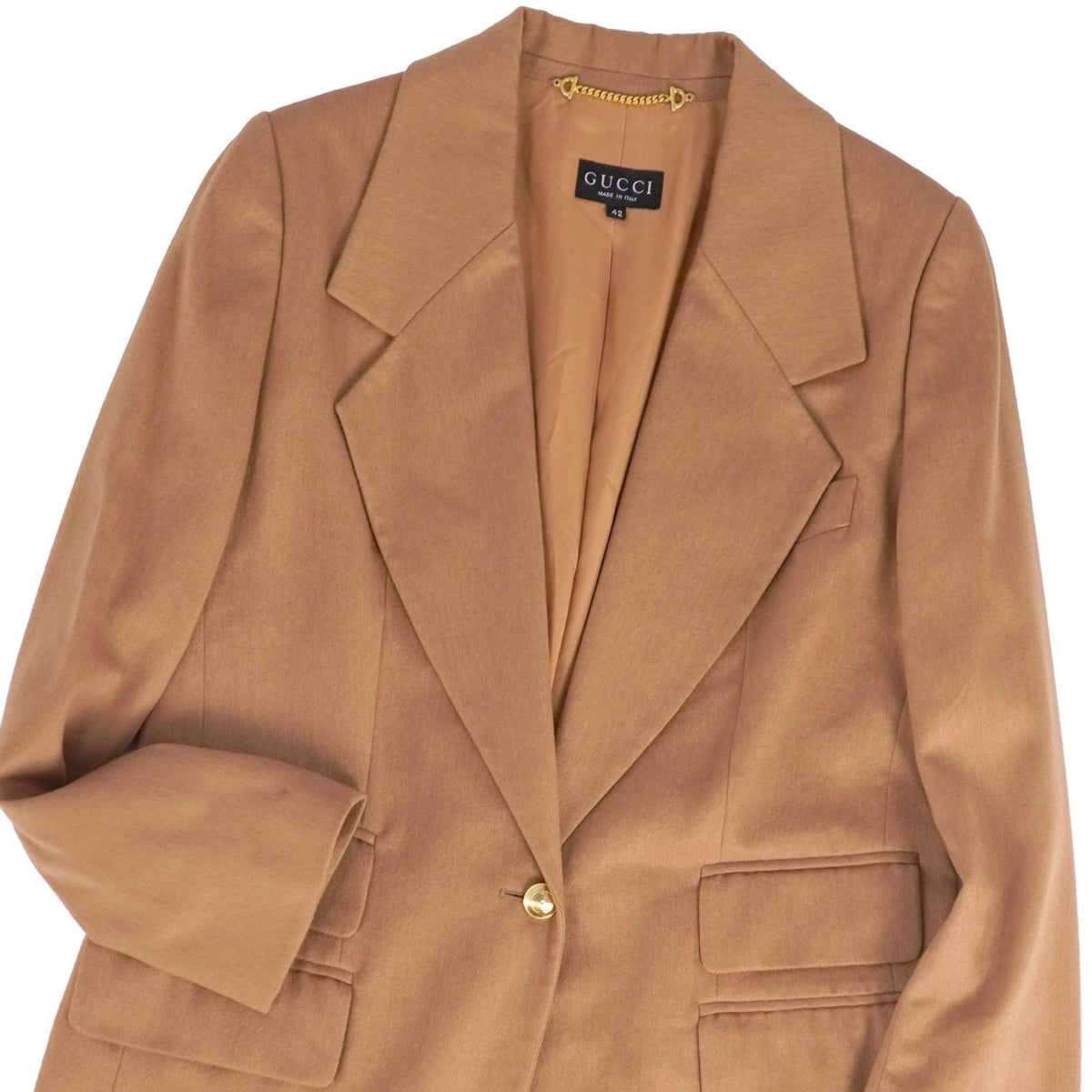 Gucci Tom Ford Era Tailored Jacket Blazer Cashmere Silk Single Brown 42 — view 2