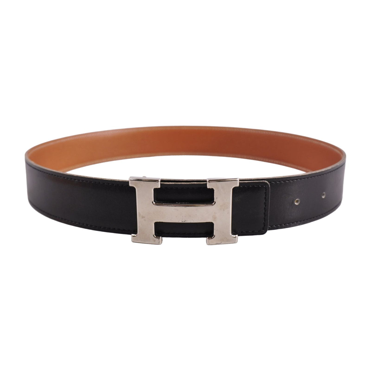Hermes Vintage Belt Leather Reversible H Logo Constance 68 Black — view 3