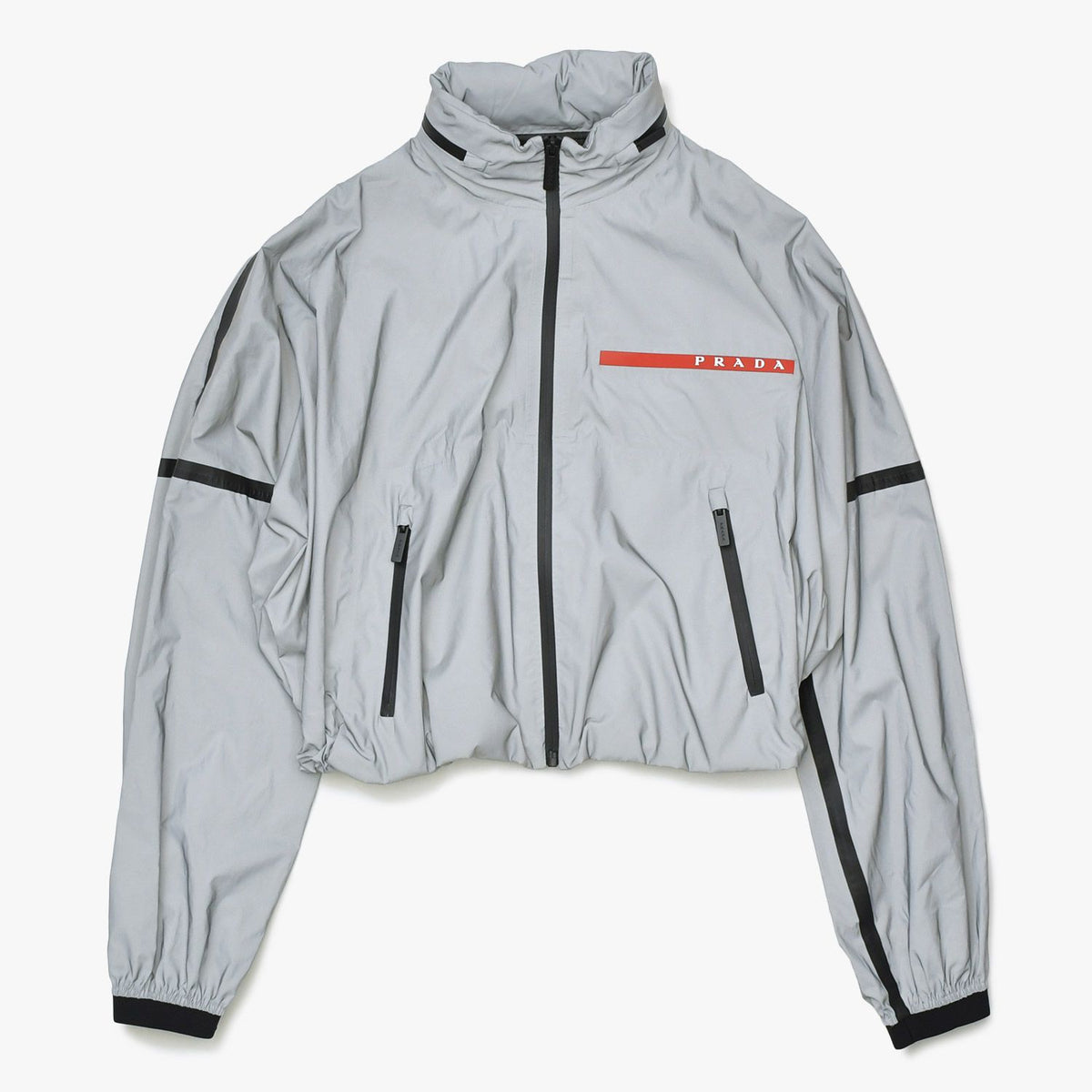 Prada Jacket Linea Rossa Reflective Gray Black Red