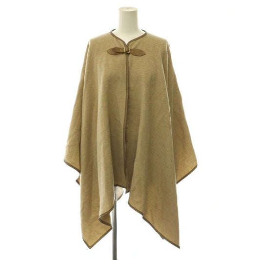 Max Mara Virgin Wool Poncho Coat Irregular Hem Beige