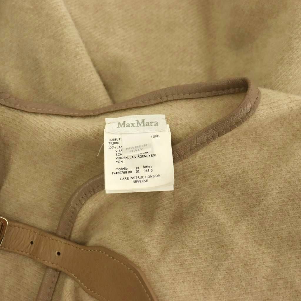 Max Mara Virgin Wool Poncho Coat Irregular Hem Beige — view 6