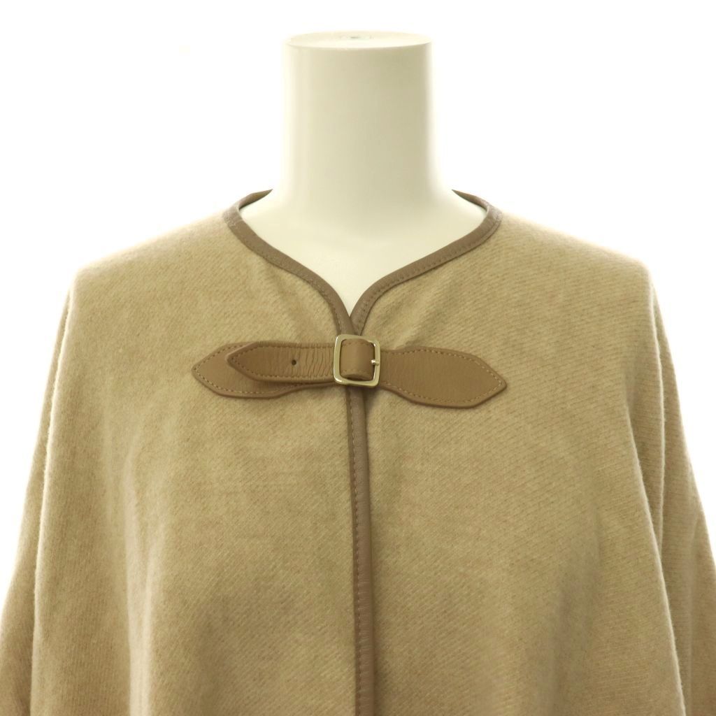 Max Mara Virgin Wool Poncho Coat Irregular Hem Beige — view 5