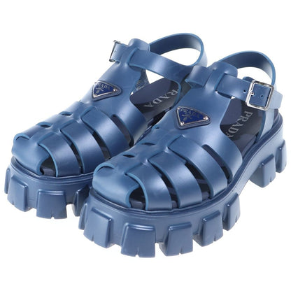 Prada Triangle Logo Rubber Fisherman Sandals Navy
