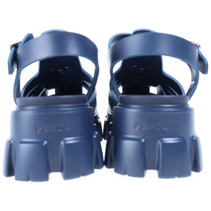 Prada Triangle Logo Rubber Fisherman Sandals Navy — view 3