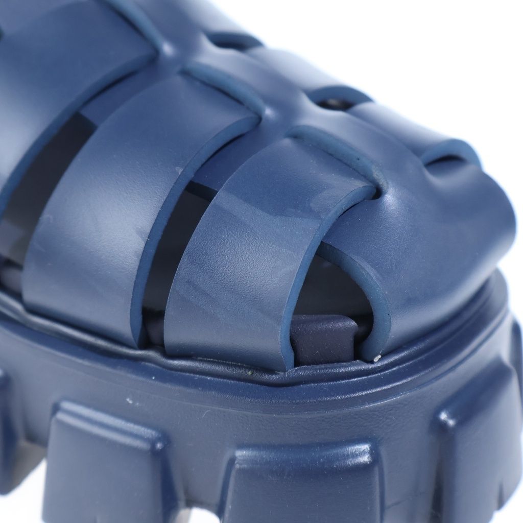 Prada Triangle Logo Rubber Fisherman Sandals Navy — view 6