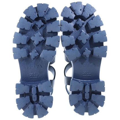 Prada Triangle Logo Rubber Fisherman Sandals Navy — view 5