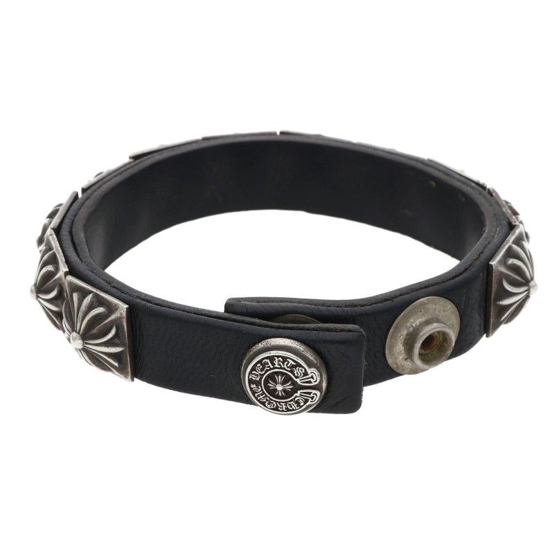 Chrome Hearts Zero Stud Sngl Row Pyramid Single Leather Bracelet — view 2