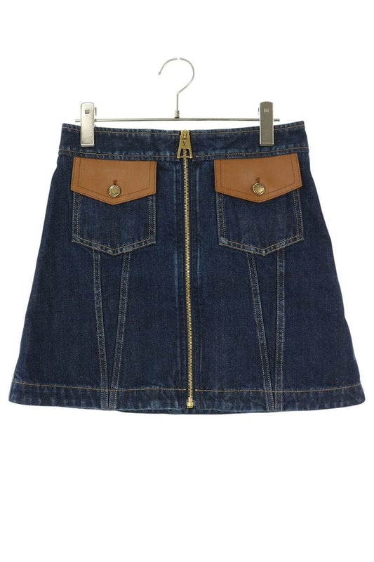 Louis Vuitton Zip Design Denim Skirt 34