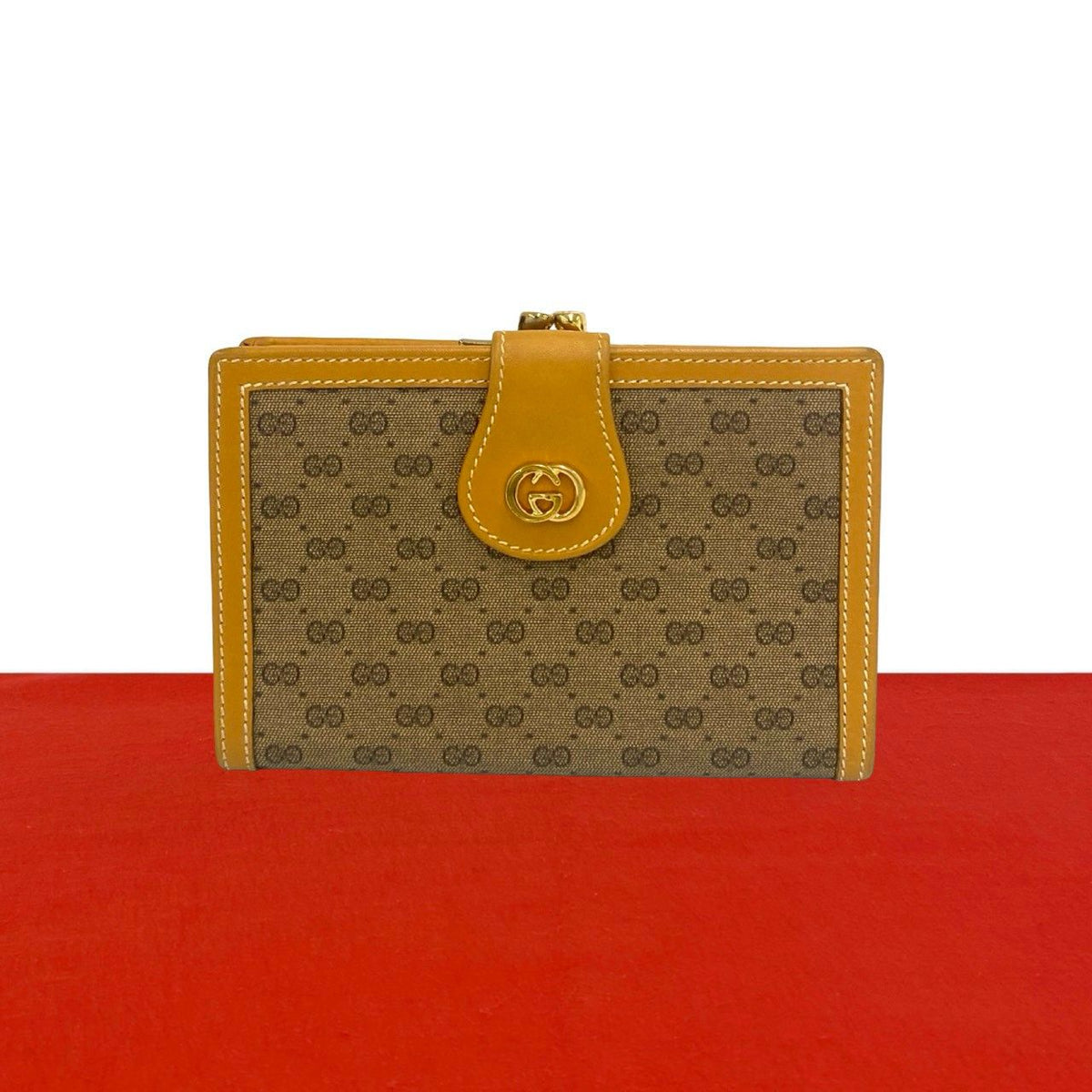 Gucci Vintage Micro GG Logo Leather Bifold Wallet Mini Coin Purse Brown