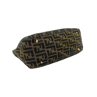 Fendi Zucca FF Logo Canvas Leather Handbag Mini Tote Brown — view 7