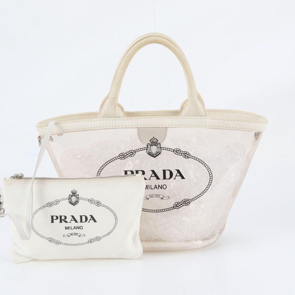 Prada Canapa Plex Clear Tote Bag Shoulder