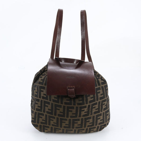 Fendi Zucca Leather Nylon Backpack Shoulder Bag