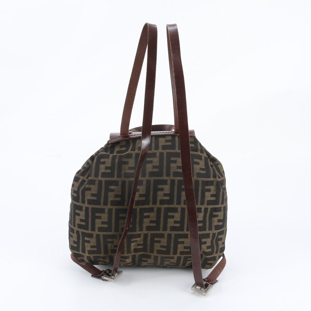 Fendi Zucca Leather Nylon Backpack Shoulder Bag — view 4