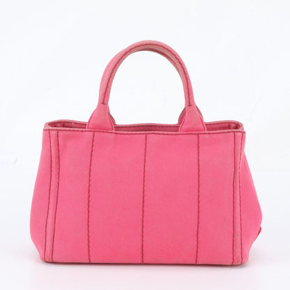 Prada Canapa Handbag Tote Pink Triangle Logo — view 3