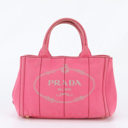 Prada Canapa Handbag Tote Pink Triangle Logo