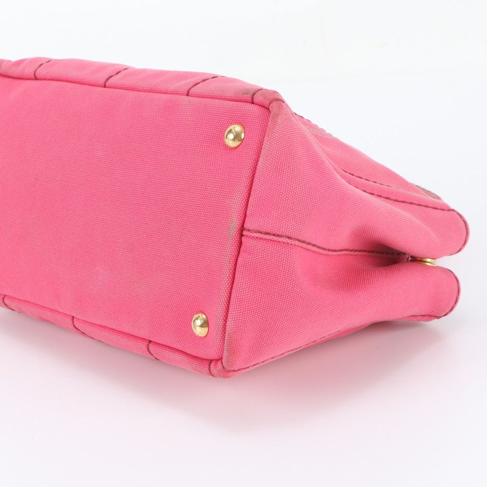 Prada Canapa Handbag Tote Pink Triangle Logo — view 4