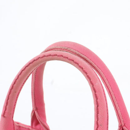 Prada Canapa Handbag Tote Pink Triangle Logo — view 2