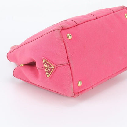 Prada Canapa Handbag Tote Pink Triangle Logo — view 5