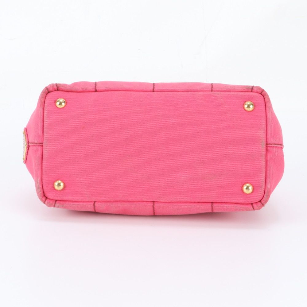 Prada Canapa Handbag Tote Pink Triangle Logo — view 6