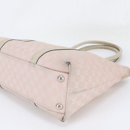 Gucci GG Canvas Leather Tote Bag Shoulder Handle — view 5