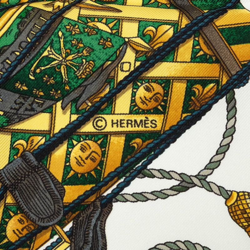 Hermes Carre 90 les Tambour Drum Scarf Large Green Multicolor Silk — view 7