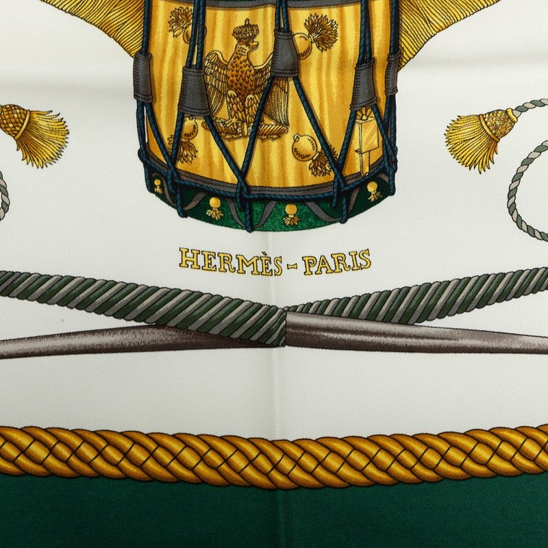 Hermes Carre 90 les Tambour Drum Scarf Large Green Multicolor Silk — view 6