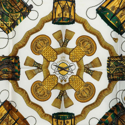 Hermes Carre 90 les Tambour Drum Scarf Large Green Multicolor Silk — view 2