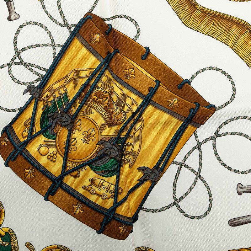 Hermes Carre 90 les Tambour Drum Scarf Large Green Multicolor Silk — view 3