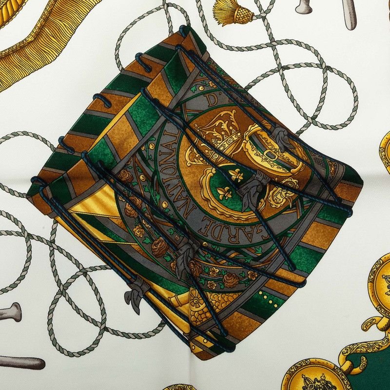 Hermes Carre 90 les Tambour Drum Scarf Large Green Multicolor Silk — view 4