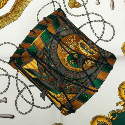 Hermes Carre 90 les Tambour Drum Scarf Large Green Multicolor Silk — view 4