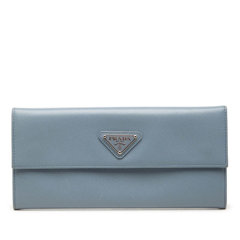 Prada Saffiano Wallet Light Blue Leather