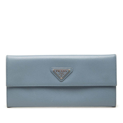 Prada Saffiano Wallet Light Blue Leather