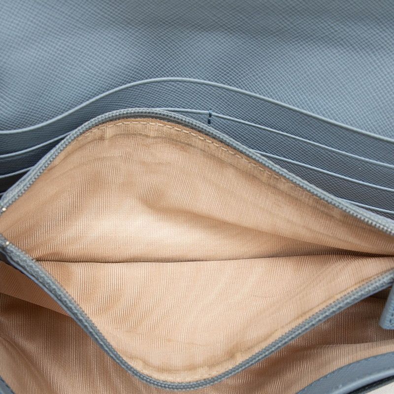 Prada Saffiano Wallet Light Blue Leather — view 4