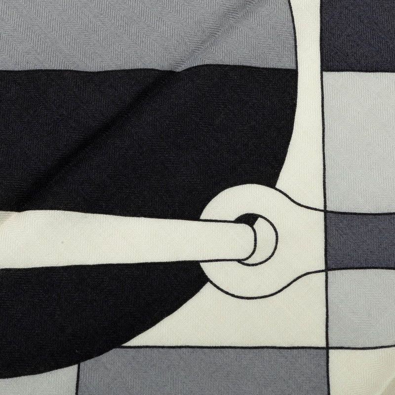 Hermes Carre 65 Etude Pour Un Scarf Gray Cashmere Silk — view 3
