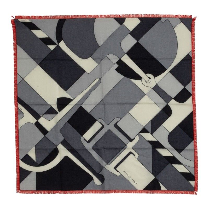 Hermes Carre 65 Etude Pour Un Scarf Gray Cashmere Silk