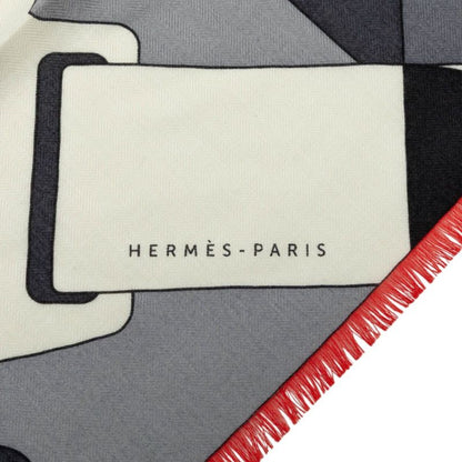 Hermes Carre 65 Etude Pour Un Scarf Gray Cashmere Silk — view 5